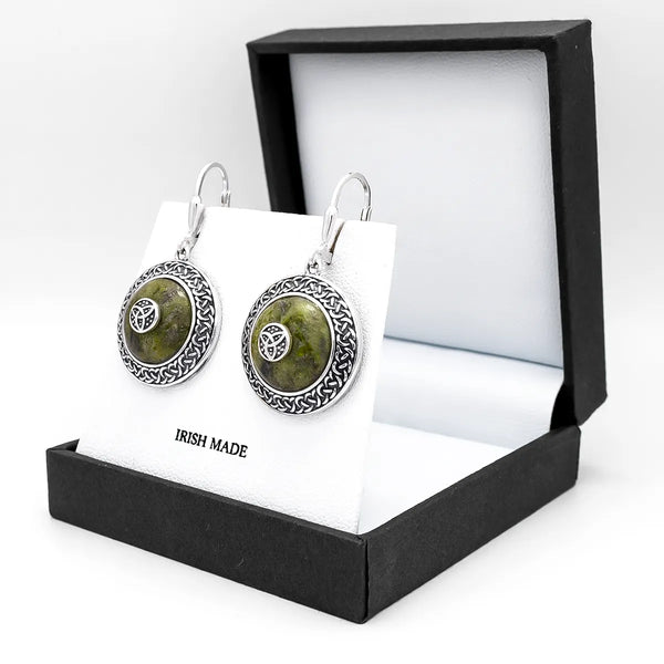 Connemara Marble Trinity Knot Earrings