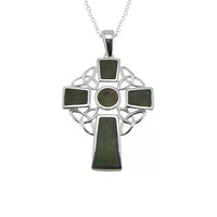 Connemara Marble Sterling Silver Celtic Cross Pendant
