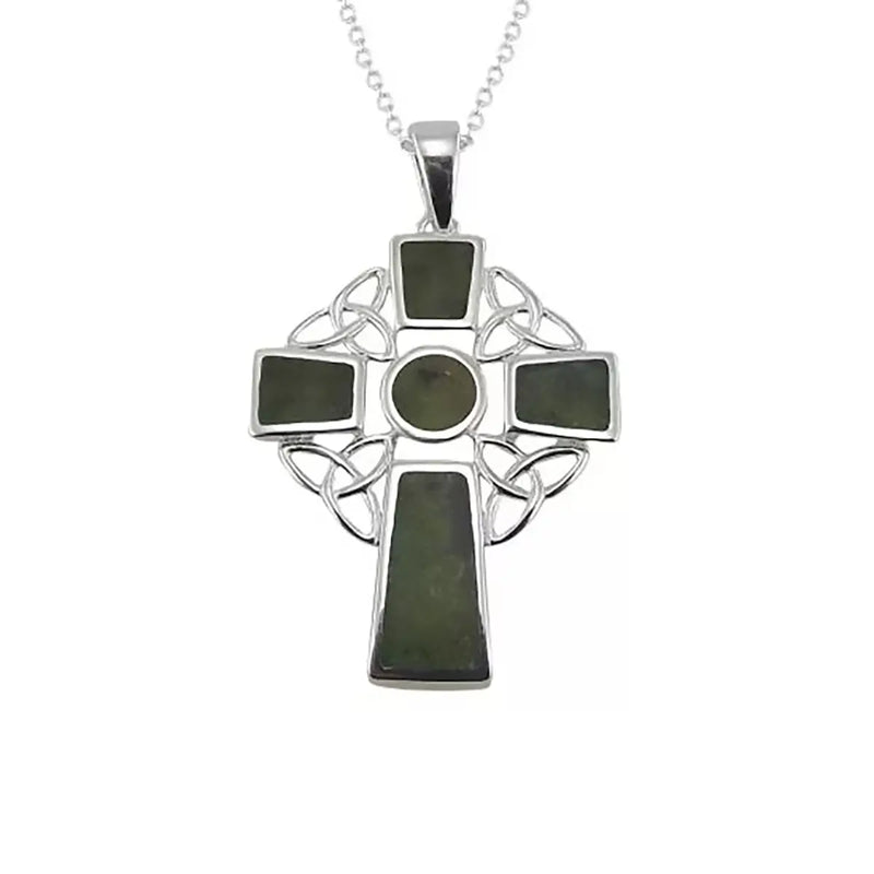Connemara Marble Sterling Silver Celtic Cross Pendant