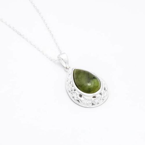 Connemara Marble Teardrop Celtic Pendant