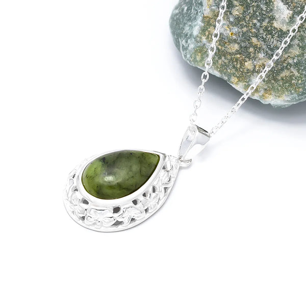 Connemara Marble Teardrop Celtic Pendant
