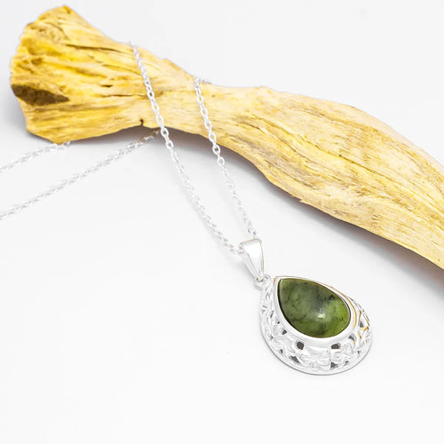 Connemara Marble Teardrop Celtic Pendant
