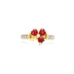 Irish Shamrock Ring with Heartshape Gemstones And Pavé Diamonds
