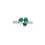 Irish Shamrock Ring with Heartshape Gemstones And Pavé Diamonds