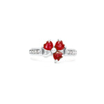 Irish Shamrock Ring with Heartshape Gemstones And Pavé Diamonds