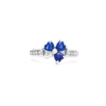 Irish Shamrock Ring with Heartshape Gemstones And Pavé Diamonds