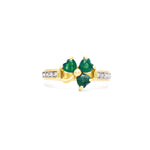 Irish Shamrock Ring with Heartshape Gemstones And Pavé Diamonds
