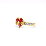 Irish Shamrock Ring with Heartshape Gemstones And Pavé Diamonds