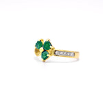 Irish Shamrock Ring with Heartshape Gemstones And Pavé Diamonds