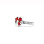Irish Shamrock Ring with Heartshape Gemstones And Pavé Diamonds
