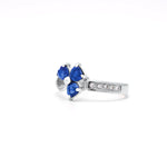 Irish Shamrock Ring with Heartshape Gemstones And Pavé Diamonds