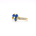 Irish Shamrock Ring with Heartshape Gemstones And Pavé Diamonds