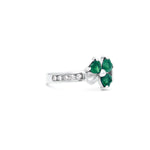 Irish Shamrock Ring with Heartshape Gemstones And Pavé Diamonds