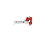 Irish Shamrock Ring with Heartshape Gemstones And Pavé Diamonds