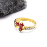 Irish Shamrock Ring with Heartshape Gemstones And Pavé Diamonds