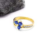 Irish Shamrock Ring with Heartshape Gemstones And Pavé Diamonds