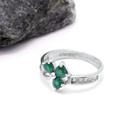 Irish Shamrock Ring with Heartshape Gemstones And Pavé Diamonds