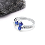 Irish Shamrock Ring with Heartshape Gemstones And Pavé Diamonds