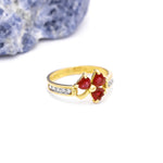 Irish Shamrock Ring with Heartshape Gemstones And Pavé Diamonds