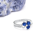 Irish Shamrock Ring with Heartshape Gemstones And Pavé Diamonds
