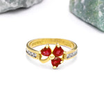 Irish Shamrock Ring with Heartshape Gemstones And Pavé Diamonds