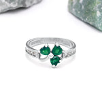 Irish Shamrock Ring with Heartshape Gemstones And Pavé Diamonds