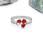 Irish Shamrock Ring with Heartshape Gemstones And Pavé Diamonds
