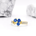 Irish Shamrock Ring with Heartshape Gemstones And Pavé Diamonds