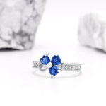 Irish Shamrock Ring with Heartshape Gemstones And Pavé Diamonds