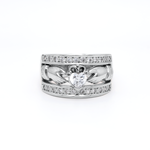 Ladies Wide-Band Claddagh Ring With Precious Gemstones