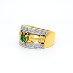 Ladies Wide-Band Claddagh Ring With Precious Gemstones