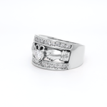 Ladies Wide-Band Claddagh Ring With Precious Gemstones