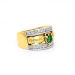 Ladies Wide-Band Claddagh Ring With Precious Gemstones