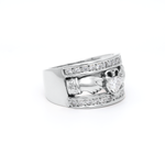 Ladies Wide-Band Claddagh Ring With Precious Gemstones