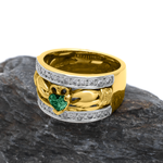 Ladies Wide-Band Claddagh Ring With Precious Gemstones