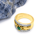 Ladies Wide-Band Claddagh Ring With Precious Gemstones
