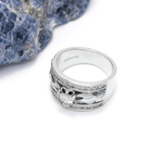 Ladies Wide-Band Claddagh Ring With Precious Gemstones