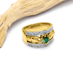Ladies Wide-Band Claddagh Ring With Precious Gemstones
