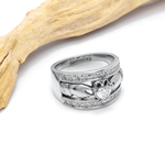Ladies Wide-Band Claddagh Ring With Precious Gemstones