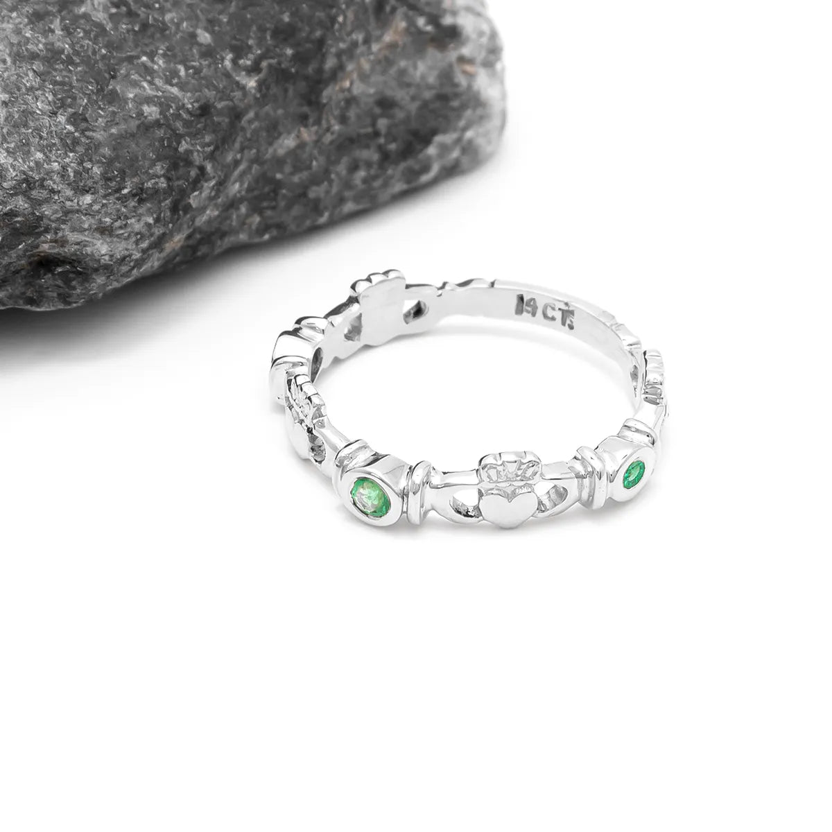 Triple Gemstone Claddagh Ring – view 3