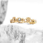 Triple Gemstone Claddagh Ring