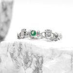 Triple Gemstone Claddagh Ring