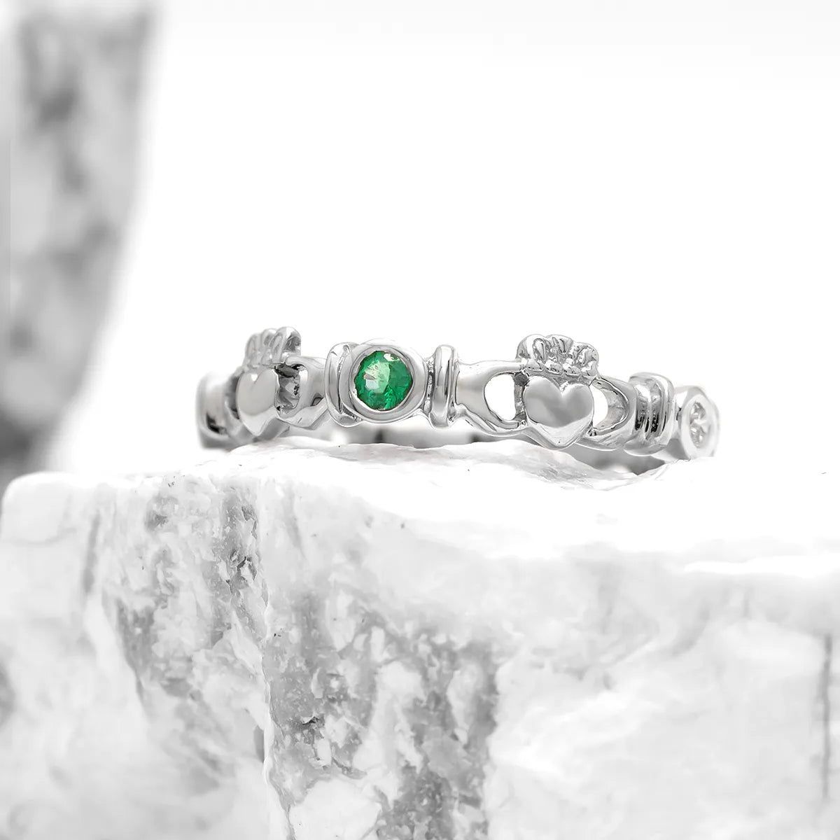 Triple Gemstone Claddagh Ring – view 4