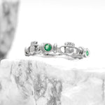 Triple Gemstone Claddagh Ring