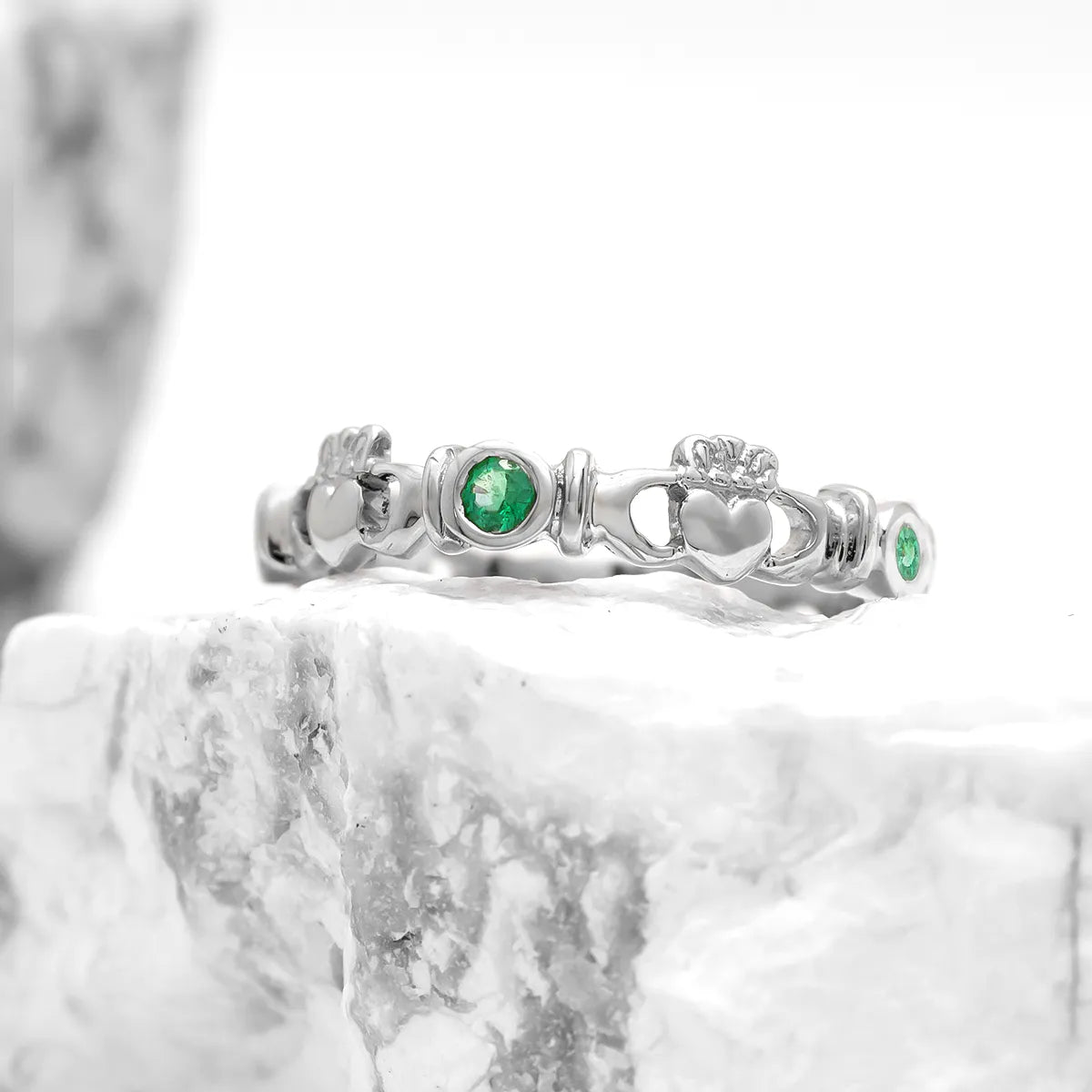 Triple Gemstone Claddagh Ring – view 15