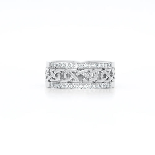Celtic Knot Ring With Double Row Diamonds