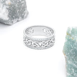 Celtic Knot Ring With Double Row Diamonds