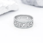 Celtic Knot Ring With Double Row Diamonds