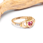 Yellow or White Gold Claddagh Birthstone Ring