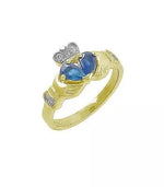 Claddagh Engagement & Wedding Ring Set Adorned With Precious Gemstones